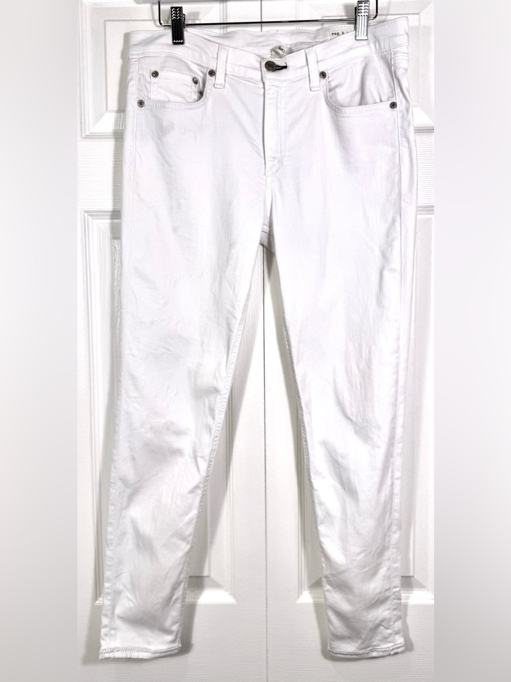 rag & bone Capri Skinny Jeans White Ankle Crop Size 30